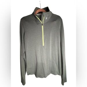Under Armour Gray Striped Quarter-Zip Pullover with Neon Yellow Trim